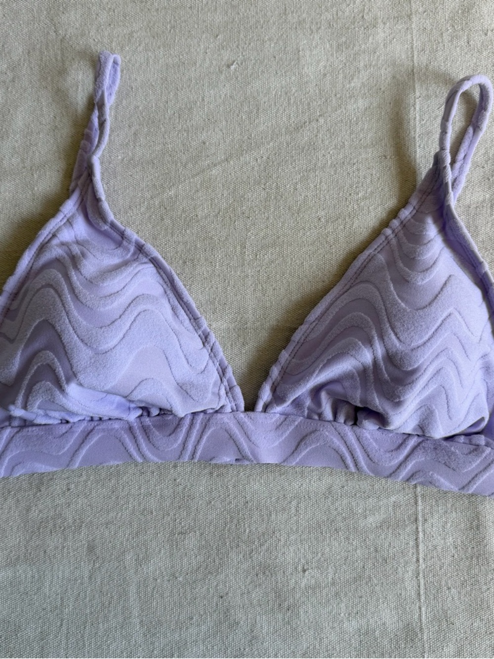NWT Wild Fable Lilac Purple Wavy Terry Textured Triangle Bikini Swim Top Large L - Picture 3 of 12